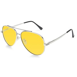 HENGOSEN Night Driving Glasses Pilot-Polarised-Sunglasses: Yellow Polarized Lens Anti Glare Ultralight for Driving at Night