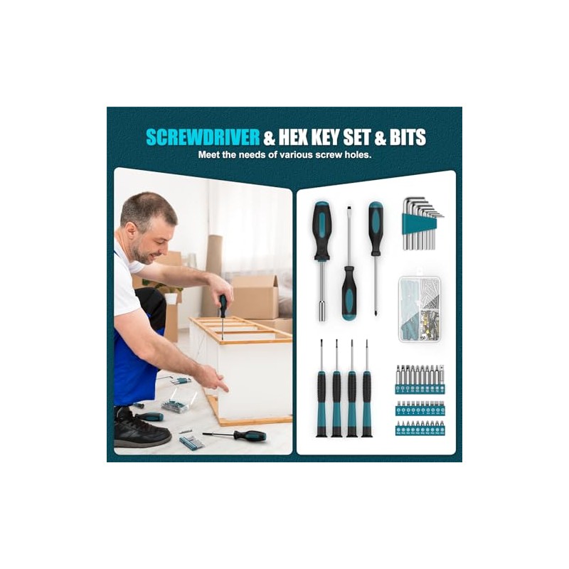Sundpey Tool Kit 206PCs with Drill - 12V Cordless Power