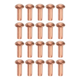 uxcell 150 Pcs Copper Solid Rivets, 0.16"x0.39" Half Round Head Rivet Metal Fasteners for Electrical Applications, Leather DIY Craft Supplies (M4x10)