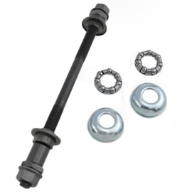 Meuey Lyot Bicycle axle 190mm/7.48inch Bicycle Ball Bearing Retainer Bike Hub Cups Bicycle hub Axle 3/8" Black 26tpi Hub Conical Lock nut Washer Kit 1 Set