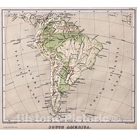 Historic Map : 1880 South America. v2 - Vintage Wall Art - 18in x 16in