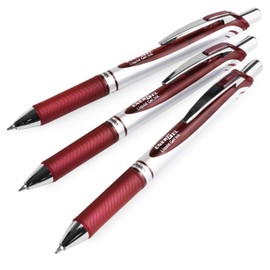 Pentel EnerGel XM BL77 Retractable Liquid Gel Ink Pen - 0.7mm - 54% Recycled - Pack of 3 - Burgundy