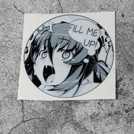 Car Styling Decals for Anime Girl Fill me Up Tape Auto Truck Fuel Oil Tank Sticker (E, 13x13cm)