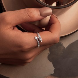 Kerraom Dragonfly Ring Sterling Silver Dragon Women's Ring Adjustable Open Silver Ring Adjustable Jewellery for Women Girls, Silver