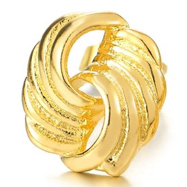 Gold Tone Knot Stud Earrings Twisted Rope Design for Women Stylish Everyday Earrings, Brass, No Gemstone