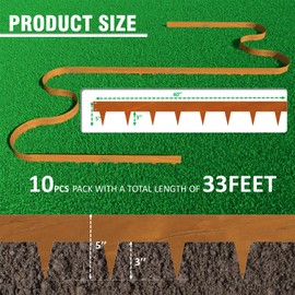 33ft. Cor-Ten Steel Landscape Edging (10-Pack) – 40" Metal Edging for Landscaping with 11 Stakes, Hammer-in Metal Landscaping Edging for Yard Pathway & Flower Beds – Lawn Edge for Garden Design