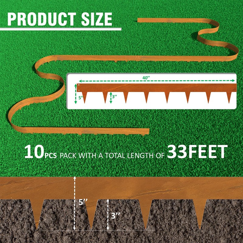 33ft. Cor-Ten Steel Landscape Edging (10-Pack) – 40" Metal Edging