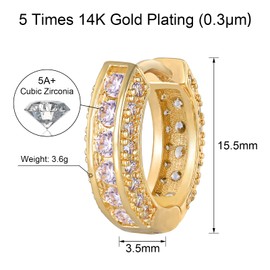 VEXXS Diamond Hoop Earrings for Men, 14K Gold Plated Iced Out Dangle Hoops Earrings Micro Pave 5A CZ Stones Dangle Earrings, Hypoallergenic Earrings for Men Hip Pop Earrings Street wear (A-14K Gold)