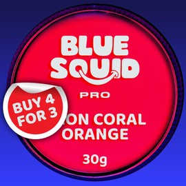 Blue Squid Pro Make-Up Face Paint and Body Paint - Neon Coral Orange (30 g), Face and Body Paint for Adults, Children, Fancy Dress and SFX