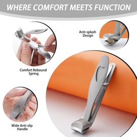 Dotmalls Cumuul ClipMaster Pro Dotmalls Nail Clippers Seniors Serum Nagelmeister Pro Nail Clippers for Ergonomic Toenail Clippers with Sanding Strips for Seniors Thick Toenails (Silver)
