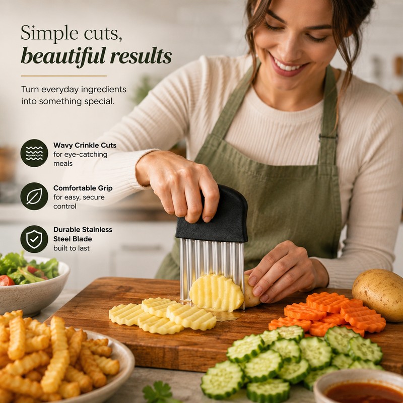 Crinkle Cutter for Vegetables & French Fries – Stainless Steel