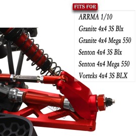 RCMYou Upgrades Part for 1/10 ARRMA Vorteks/Granite/Senton 4x4 3S Blx & Mega 550,Front Rear Drive Shaft,Arms,Steering Blocks Caster Blocks C-Hubs Stub Axle Carriers,Driveshaft Support,Red