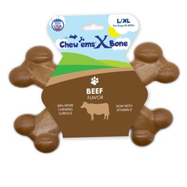 Chew’EMS X Bone Dog Chew Toy for Aggressive Chewers – Long-Lasting Bacon Flavor Nylon Bone – Durable, Rawhide-Free Dental Toy - Giant Size – Made in USA