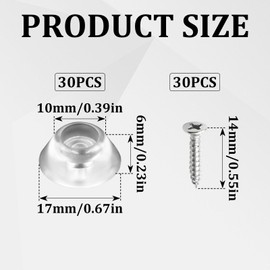 30 PCS Rubber Feet,Cutting Board Feet with Stainless Screws,Clear Non Slip Rubber Feet for Furnitrue and Electronics