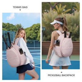 Sucipi Tennis Bags for Women, Lightweight Quilted Tennis Racket Bag, Large Capacity Tennis Backpack for Tennis Racquet, Pickleball Paddles, Badminton