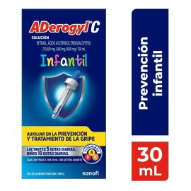 ADerogyl C Multivitamínico Infantil Frasco con Gotero 30 ml. Ayuda a la Prevención y Tratamiento de la Gripe de tus Pequeños. Con Vitaminas A, C Y D