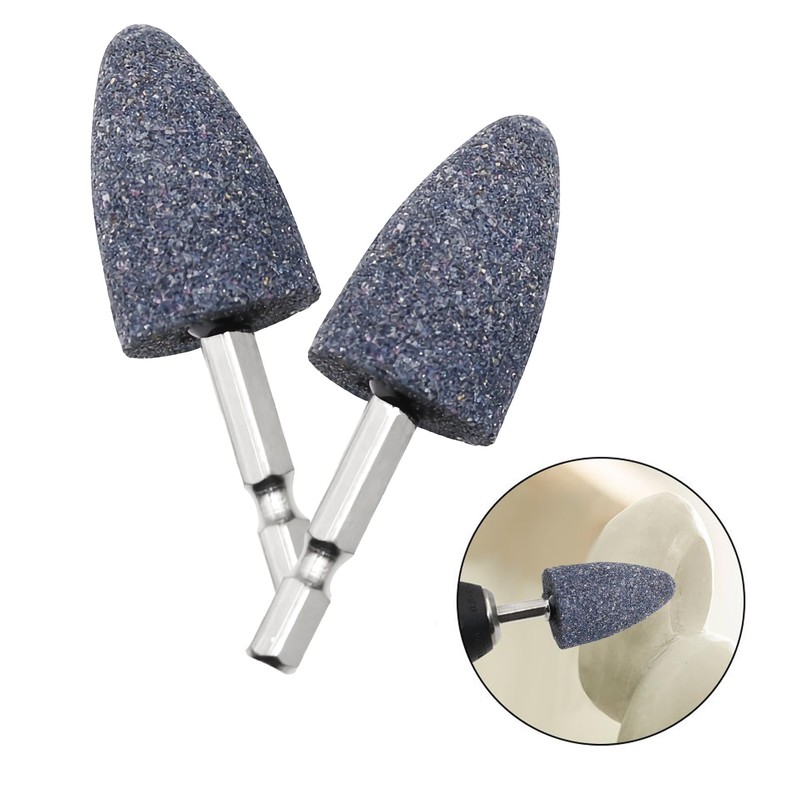 2 Pcs Hexagonal Handle Brown Corundum Grinding Stone,Conical Small Grinding