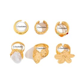 Vurotry Hibiscus Flower Ring for Women Golden Flower Ring Chunky Vintage Hibiscus Flower Ring Jewelry (Gold)