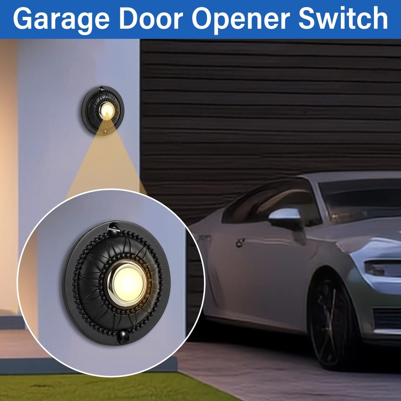 Heavy Duty Metal Lighted Doorbell Push Button, 2inch Black Round