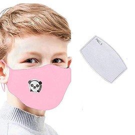 Zzteck Kids Face Mask Mouth Cover Breathing Valve and 5 Layers Filter Reusable Pink-V