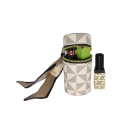 Jinweixb Lipstick storage bag, nail polish lip gloss storage box, with key chain decorative belt, can be hung on the women's bag, white