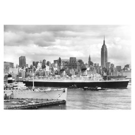 RMS QUEEN ELIZABETH WHITE STAR CRUISESHIP ON HER LAST VOYAGE NEW YORK 4X6 PHOTO