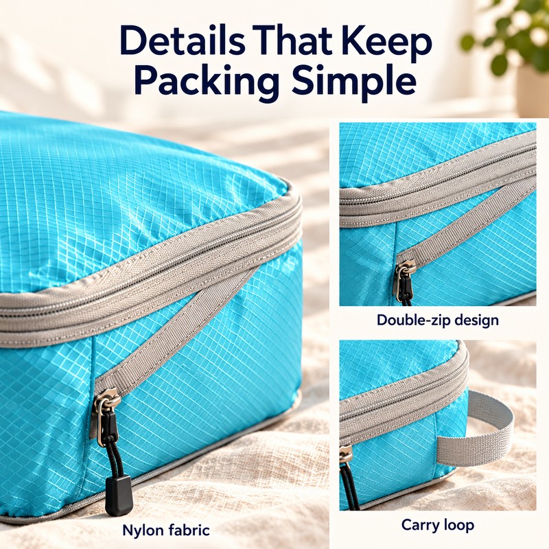 Compression Packing Cubes Set for Travel – Foldable Nylon Zipper
