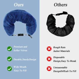 GMXJGZ Travel Pillow, Neck Pillow, Travel Neck Pillow, Fillable Neck Pillow, Travel Neck Pillow for Filling, Convertible Luggage Cushion Cover, Refillable, Multifunctional (Blue)