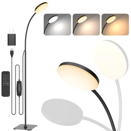 Mojimdo 168 LED Floor Lamp with Remote Control, 2-in-1 Convertible Floor/Desk Lamp, 360° Adjustable Gooseneck, [3 Color Temperatures & 10 Brightness Levels], 10W USB Powered, Memory Function