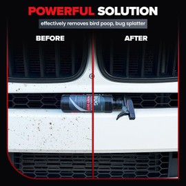 Carfidant Bug Remover Heavy Duty Spray for Cars Exterior with Microfiber - Easily and Powerful Clean Bug Splatter, Bird Poop From Paint, Plastic, Rubber, Metal, Chrome, Glass - 18 fl. oz.