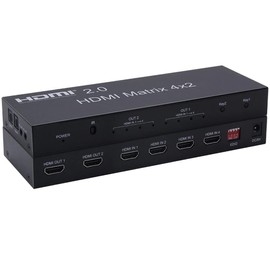 Swallows HDMX01 4K 60hz 6x2 HDMI Matrix 6 IN 2 OUT HDMI Splitter Switch 4x2 HDMI Matrix Audio Video Converter with EDID for PC TV Dual Monitor (4X2 Matrix),black