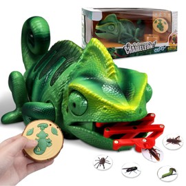 Remote Control Chameleon Animal Toys - LED Light Up & Preying Remote Control Electronic Toy with Moving Eyes, Walking, Color Changing Realistic RC Robot Toy Gift for Boys Kids Age 4 5 6 7 8 Years Old