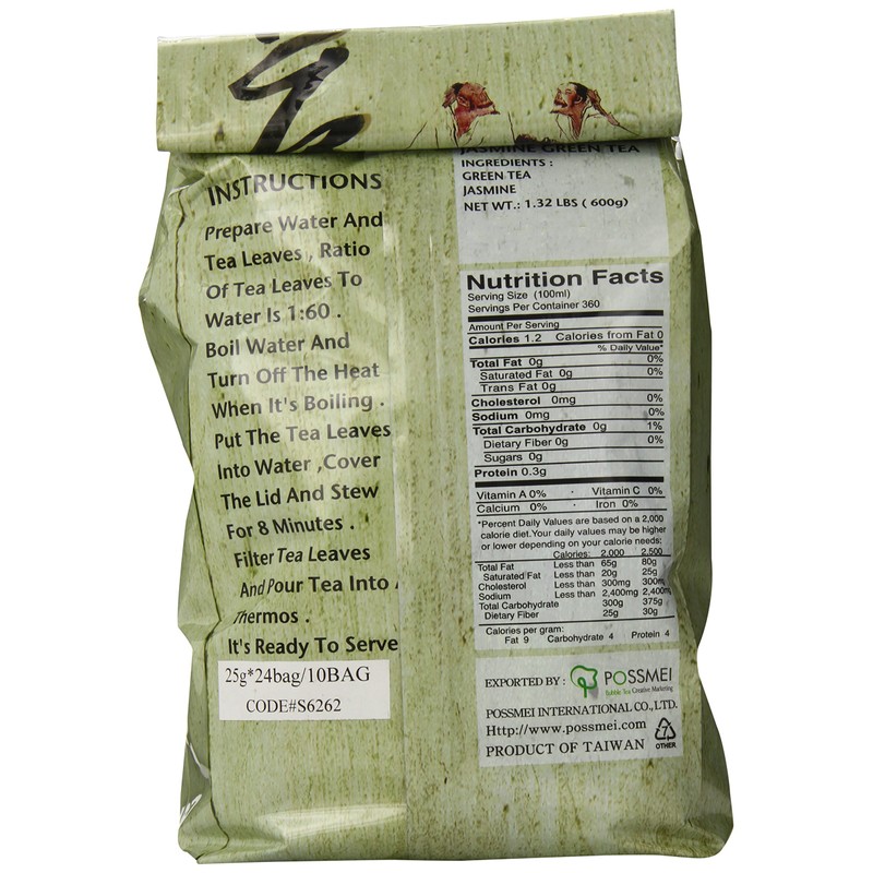 Possmei Jasmine Green Tea Bag, 1.32 Pound