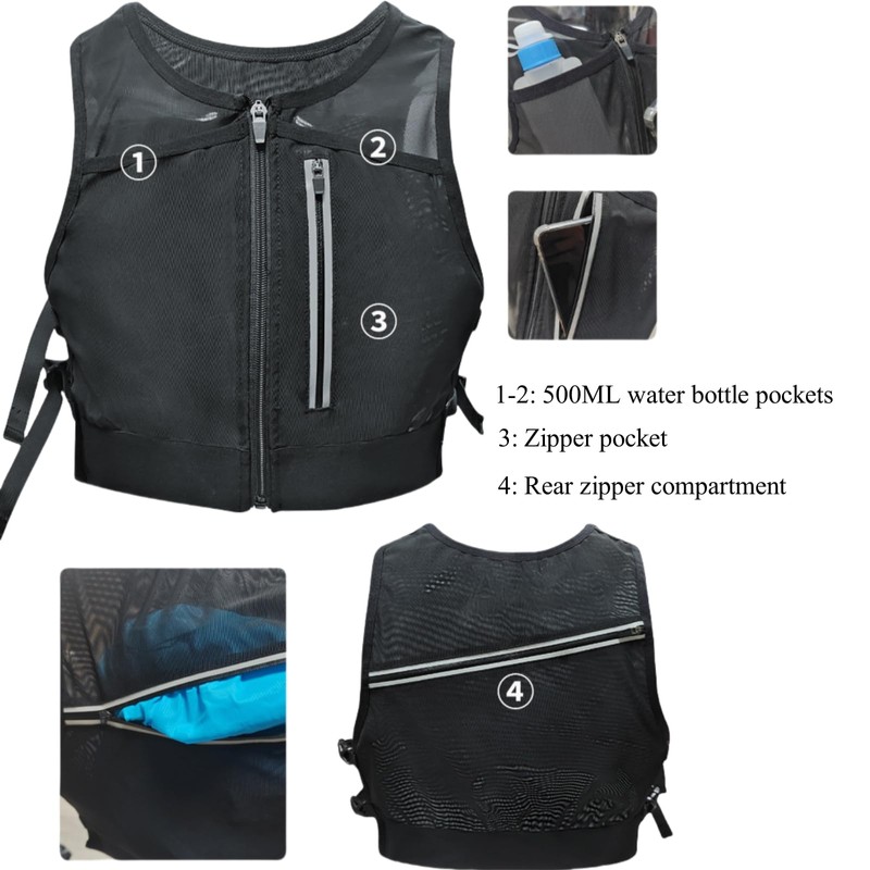 Jormino Hiking Hydration Pack with 2 Water Bottle Holders for