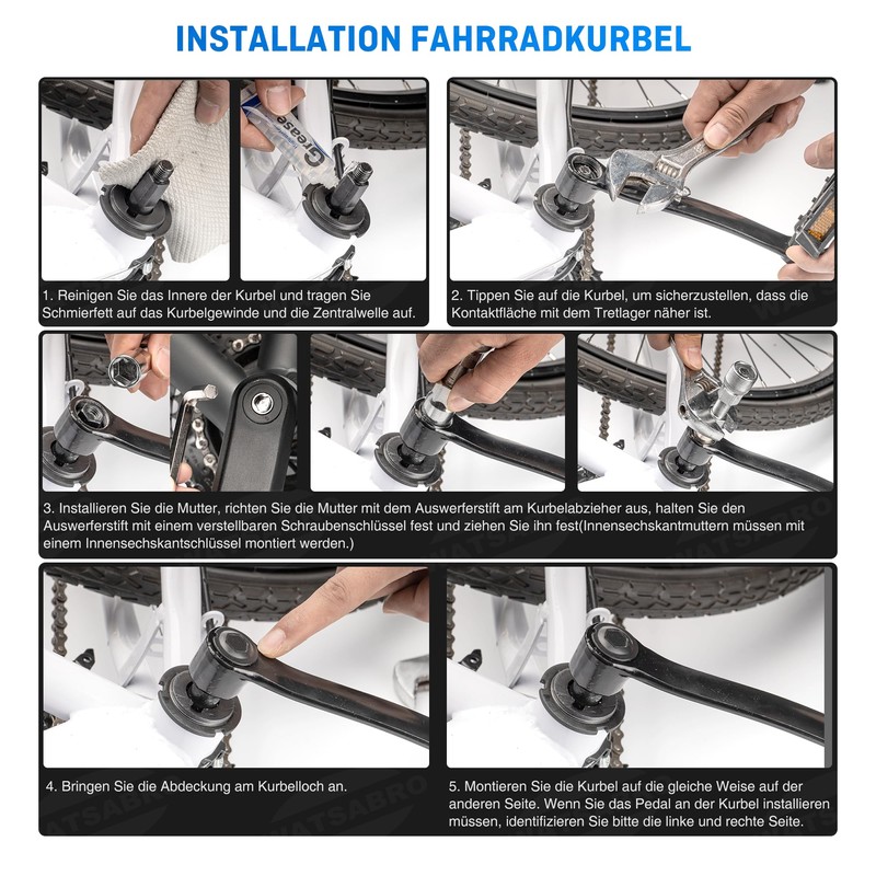 WATSABRO Crank Puller Bicycle 14 mm Key Universal Bottom Bracket