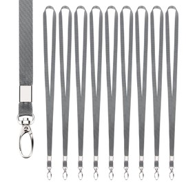 Segus Lanyard Pack of 10, Lanyard for Neck Strap, Key Lanyard with Rotating Metal Clip, Lanyard for ID Card Holder, Keys (Dark Grey)