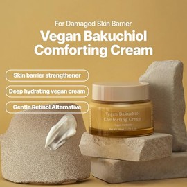 Vegan Bakuchiol Comforting Cream For Replenish and Soothe Senitive Dry Skin, Skin Care, Highly Moisturizing Recovery Cream, 100% Vegan Formula, Bacuch