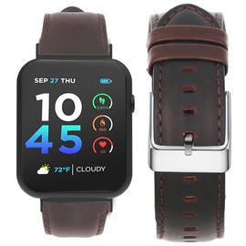 Lamshaw Compatible with ITouch Air 4 Bands, 24mm Leather Silicone Breathable Replacement Smartwatch Strap Wristband Compatible for ITOUCH AIR 4 41mm / 46mm / Air 3 44mm Smartwatch (Coffee)