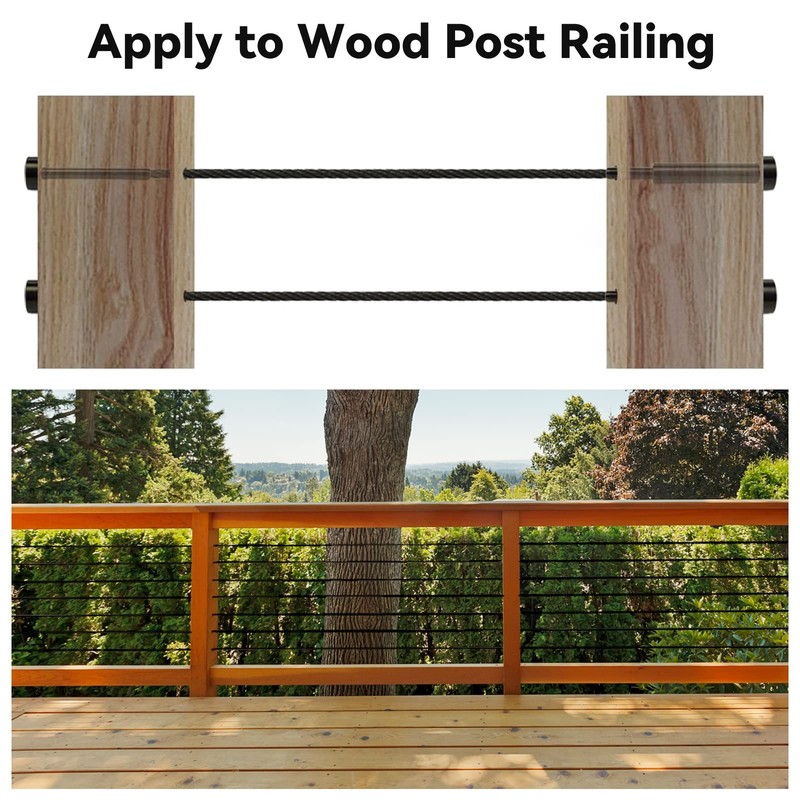 Tongmo 1/8" Black Cable Railing Wire, 250ft Stainless Steel Cable