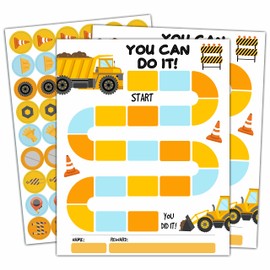 10 Construction Reward Chart with 216 Round Stickers, Incentive Behavior Chart for Kids at Home Classroom, Kids Routine Daily Chore Sticker Chart-A03