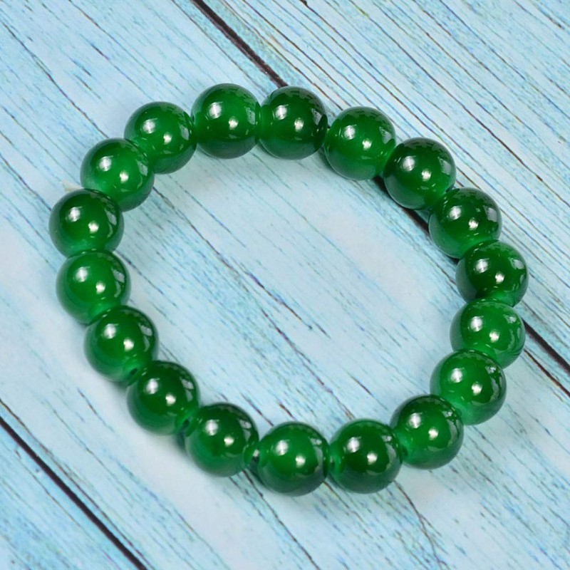 Comimark 2Pcs 10mm Dark Green Jade Round Gemstone Beads Stretchy