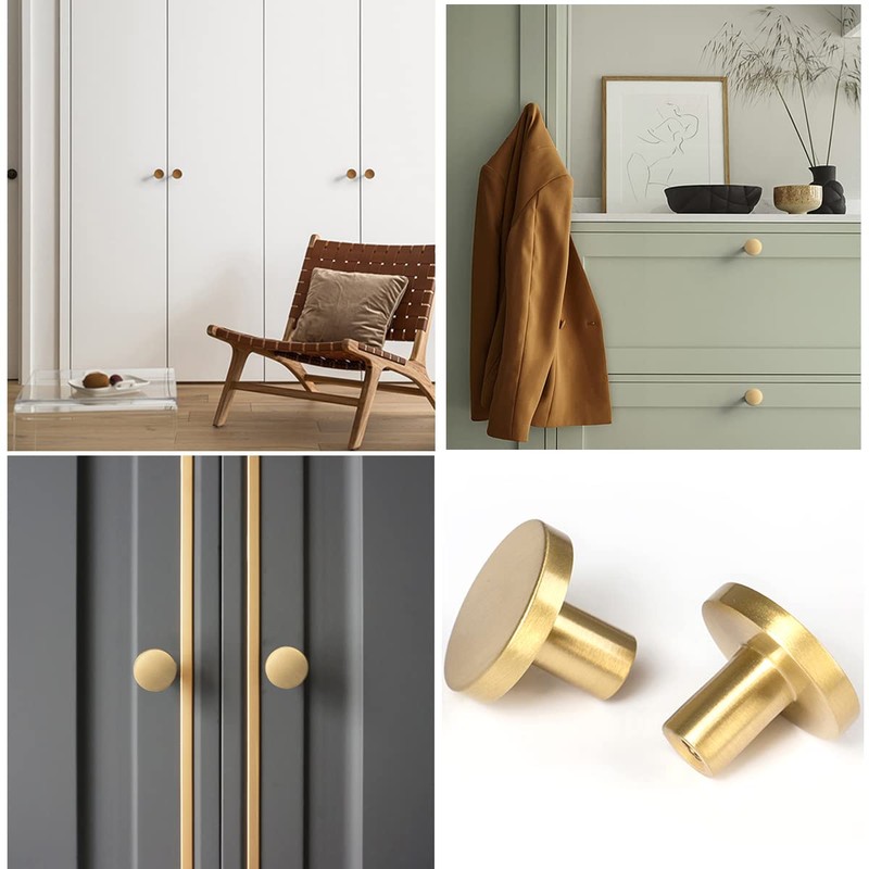 Lemiyoo 10 Sets Solid Brass Door Knobs, Round Drawer Handles,