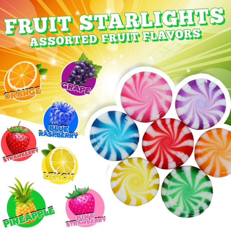 Assorted Fruit Starlights - 3 Pounds - Pinwheel Fruit Candies