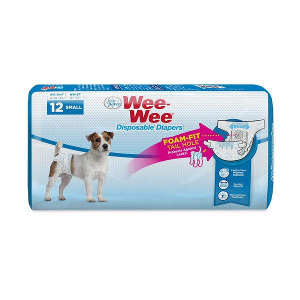 Four Paws Wee-Wee Disposable Dog Diapers Diaper Small (12 Count)