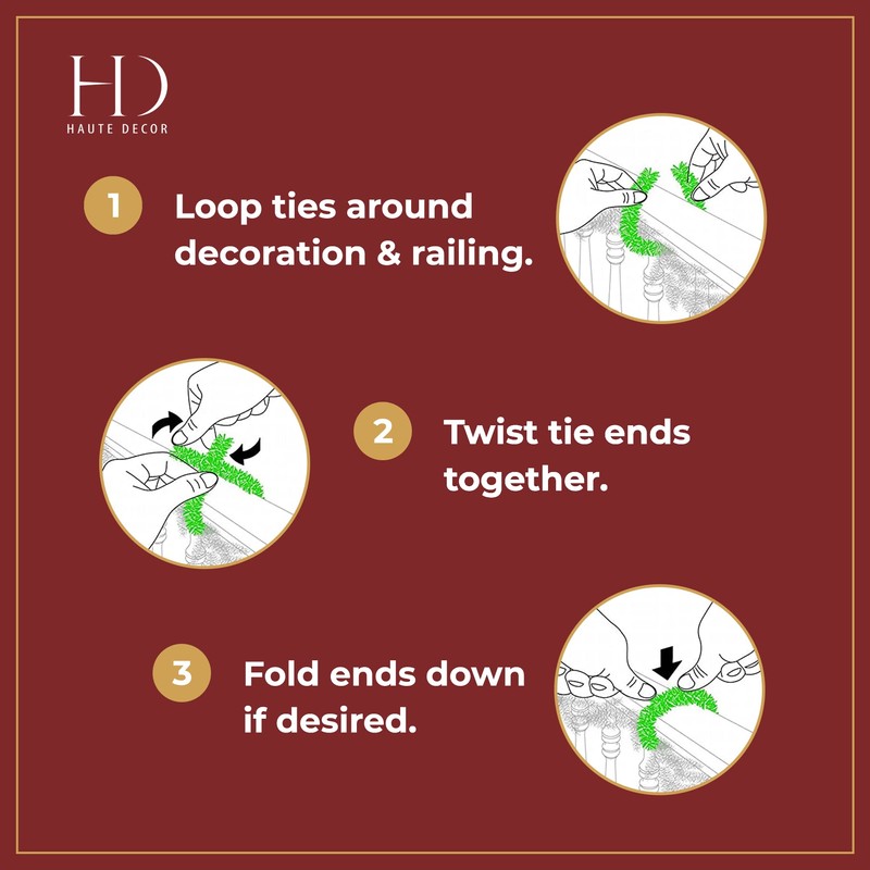 Haute Decor Extra Long Garland Ties : for Christmas lights