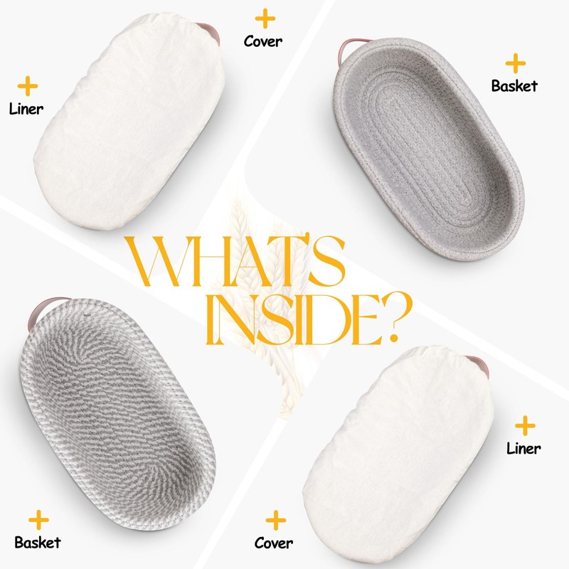 Dimpola Banneton Bread Proofing Basket - Cotton Oval Banneton Basket