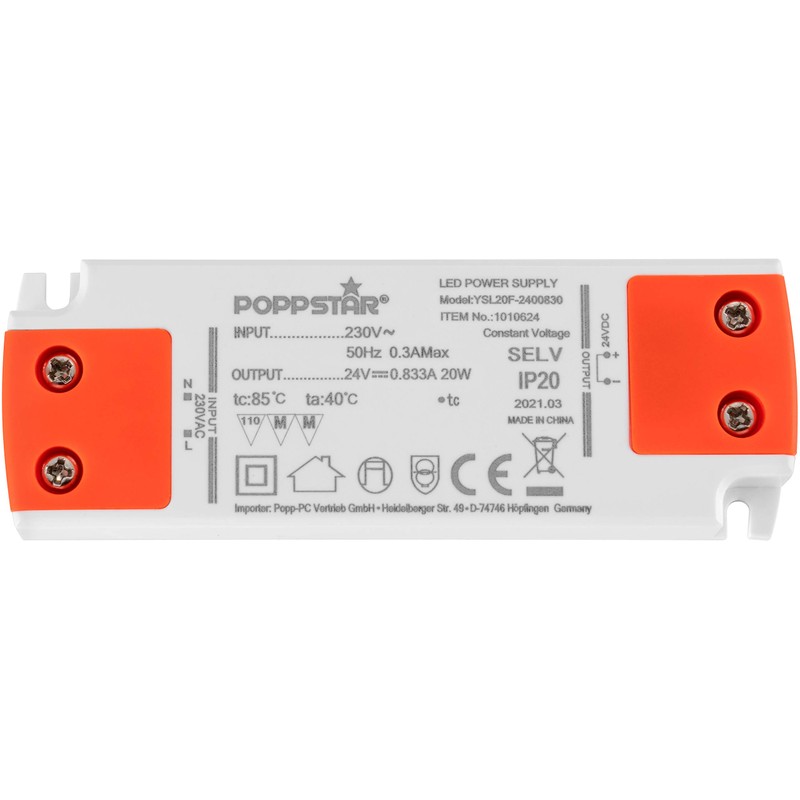 Poppstar Slim LED Transformer 24 V (for 0.2 to 20