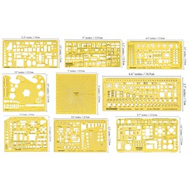 Traceease Lot of 9 Pieces, Architect Templates for Kitchen/Bath/Bed Drafting Tools- Interior Designing Stencils