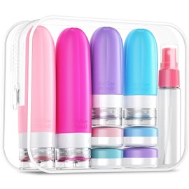 Gemice 16 Pack Travel Size Bottles, TSA Approved Leakproof Travel Containers for Toiletries, Silicone Refillable Travel Essentials Accessories with Travel Bag for Shampoo Conditioner