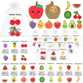 Sureio 24 Sets Employee Appreciation Gifts Positive Fruit Enamel Pins with Inspirational Affirmation Cards Organza Bags Motivational Cute Funny Fruit Brooches Thank You Gifts for Employee Coworker